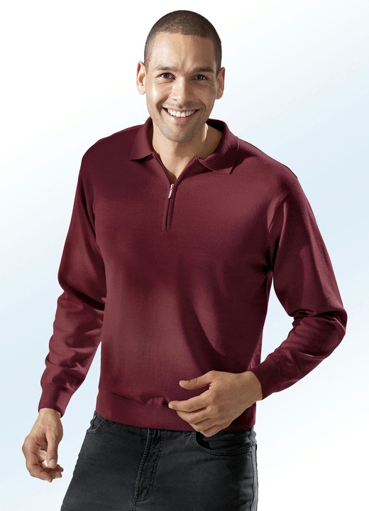 Hemden, Pullover & Shirts - Tragangenehmer Polopullover in 4 Farben, in Größe 046 bis 062, in Farbe WEINROT Ansicht 1