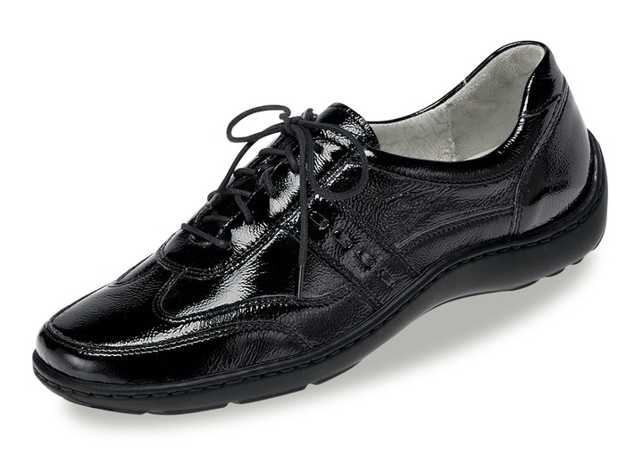 Komfortschuhe - Waldläufer, bequeme Damen-Schnürschuhe, Weite H, mit herausnehmbarem Fußbett, in Größe 4 bis 8 1/2, in Farbe SCHWARZ Ansicht 1