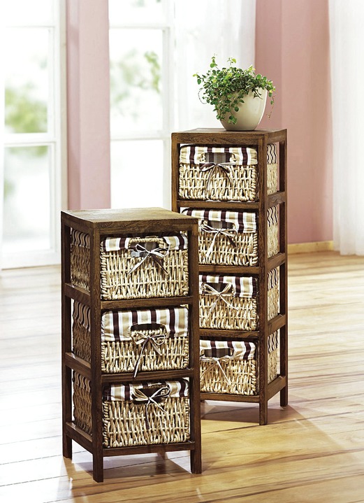 Kleinmöbel - Regal mit Körben aus Mais-Strohgeflecht, in Farbe BRAUN, in Ausführung Regal, mit 2 Körben Ansicht 1