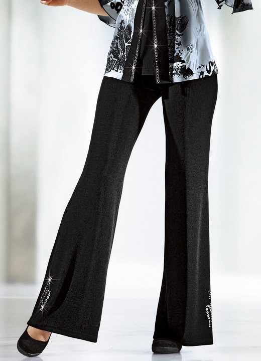 Hosen - Hose mit Metallplättchen-und Strasszier, in Größe 020 bis 060, in Farbe SCHWARZ Ansicht 1