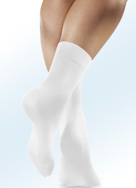 Strümpfe - Rogo 4 Paar Socken mit extra weitem Schaft, in Größe 1 (Schuhgr. 35-38) bis 2 (Schuhgr. 39-42), in Farbe 4X WEISS Ansicht 1