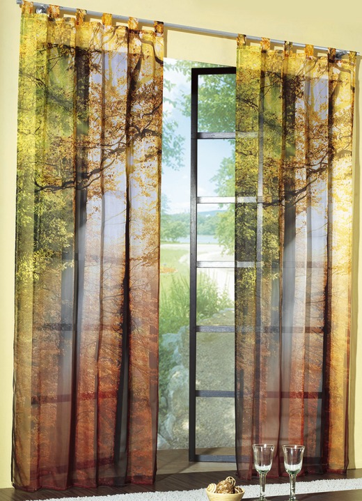 Modern - Übergardine mit Digitaldruck Herbst-Motiv , in Größe 365 (H145xB120 cm) bis 572 (H245xB120 cm), in Farbe , in Ausführung mit Universalschienenband