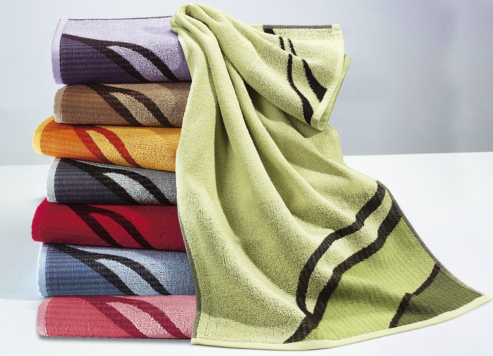 Handtücher - Frottier-Serie mit ansprechendem, diagonalem Wellen-Dessin, in Größe 200 (1 Handtuch, 50/100 cm) bis 208 (Sparset, 5-teilig), in Farbe BLAU