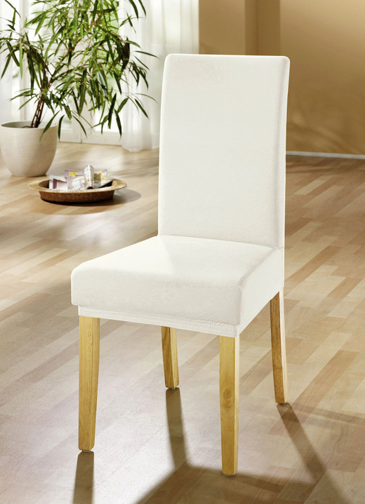 Sessel- & Sofaüberwürfe - Stuhlbezüge für alle gängigen Stuhlformen, in Größe 106 (Stuhlbezug) bis 112 (Stuhlbezug, 2er-Set), in Farbe CREME Ansicht 1