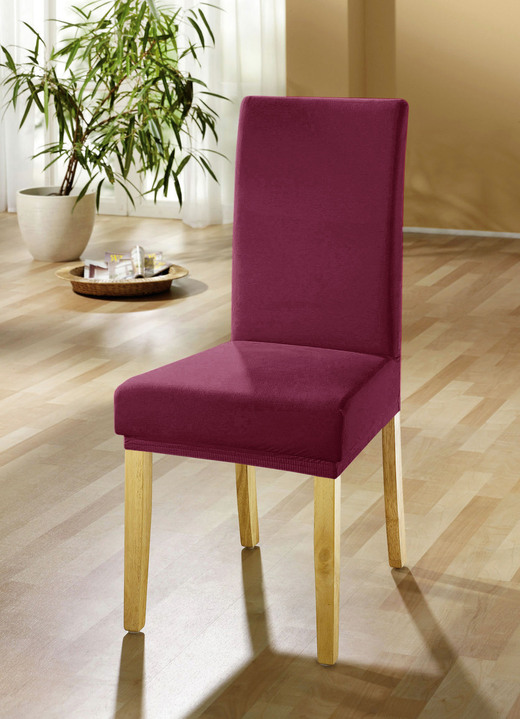 Sessel- & Sofaüberwürfe - Stuhlbezüge für alle gängigen Stuhlformen, in Größe 106 (Stuhlbezug) bis 112 (Stuhlbezug, 2er-Set), in Farbe WEINROT Ansicht 1