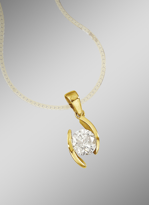 mit Diamanten - Solitäranhänger mit Brillant, in Farbe