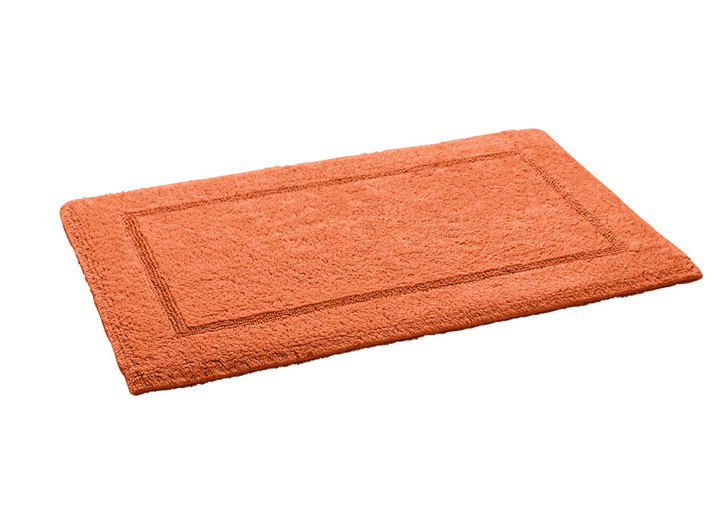 Badgarnituren - Bad-Wendegarnitur aus 100% Baumwolle, in Größe 100 (Vorleger halbrund, 50x 80 cm) bis 110 (Hänge WC Garnitur, 2-teilig), in Farbe MANDARINE Ansicht 1