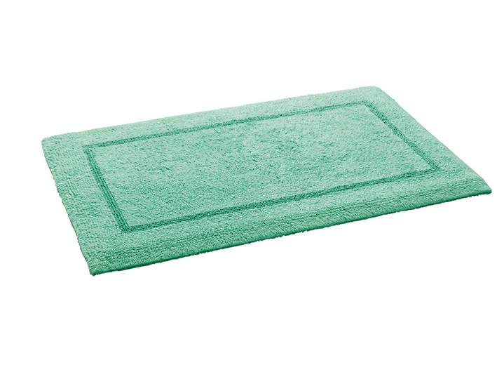 Badgarnituren - Bad-Wendegarnitur aus 100% Baumwolle, in Größe 100 (Vorleger halbrund, 50x 80 cm) bis 110 (Hänge WC Garnitur, 2-teilig), in Farbe KARIBIKGRÜN Ansicht 1