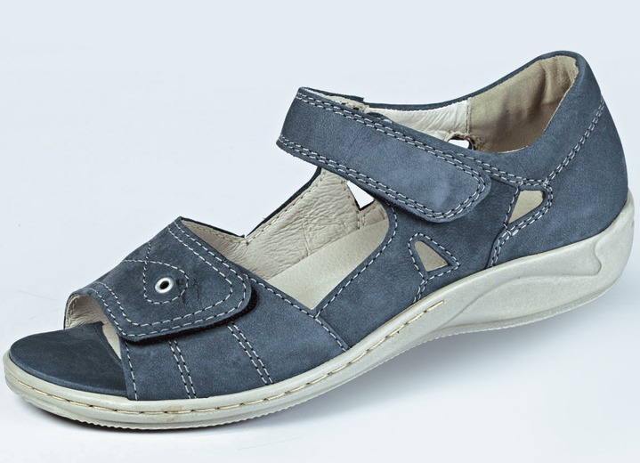 Komfortschuhe - Waldläufer Sandale mit komfortablem Klettverschluss, in Größe 4 bis 8 1/2, in Farbe JEANSBLAU