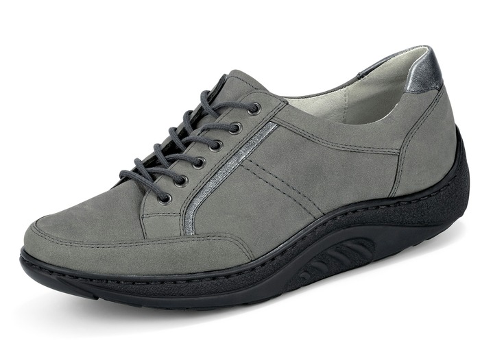 Komfortschuhe - Waldläufer Schnürschuh mit edlen Metallicleder-Einsätzen, in Größe 3 1/2 bis 8, in Farbe GRAFIT Ansicht 1