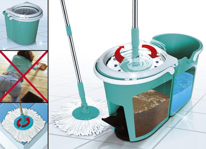 Reinigungshelfer & Reinigungsmittel - Clever Spin® Bodenwisch-System, in Farbe TÜRKIS Ansicht 1