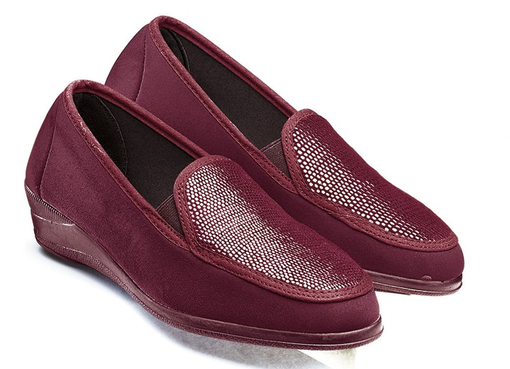 Komfortschuhe - Bequem- Mokassin in eleganter Krokooptik, in Größe 036 bis 042, in Farbe BORDEAUX Ansicht 1