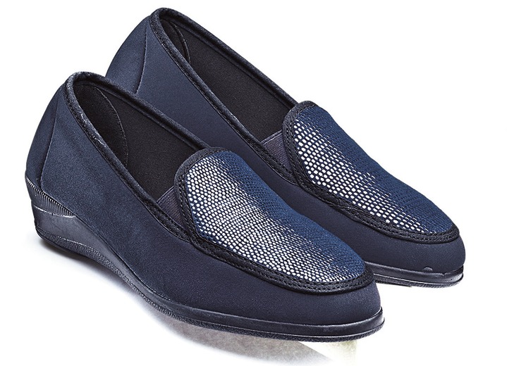 Komfortschuhe - Bequem- Mokassin in eleganter Krokooptik, in Größe 036 bis 042, in Farbe MARINE Ansicht 1