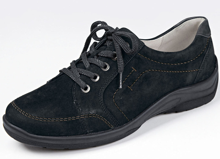 Komfortschuhe - Waldläufer, bequeme Damen-Schnürschuhe, Weite H, mit herausnehmbarem Fußbett, in Größe 3 1/2 bis 8, in Farbe SCHWARZ Ansicht 1