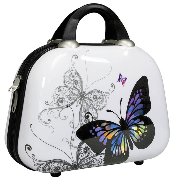 - Beautycase Butterfly mit unterteiltem Innenfach, in Farbe WEISS-BUNT Ansicht 1