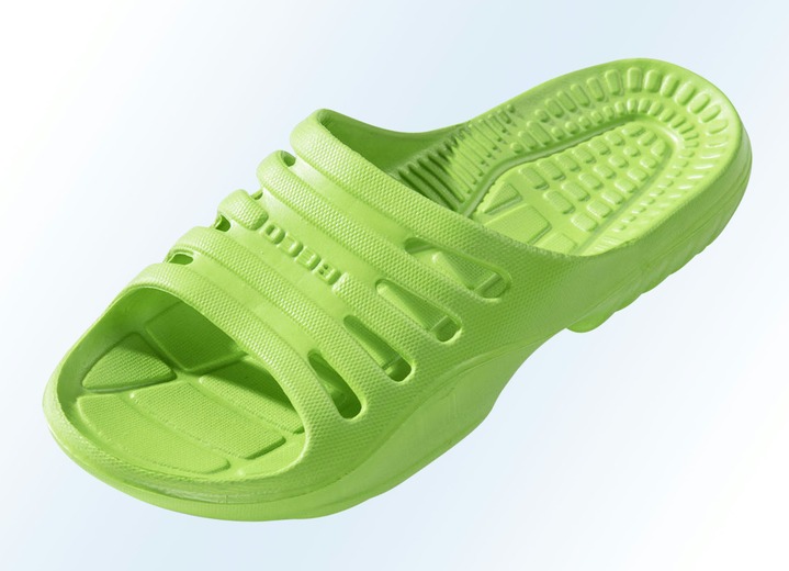 Bademode - Badeschuhe mit Massage-Fußbett, in Größe 036 bis 046, in Farbe KIWI Ansicht 1