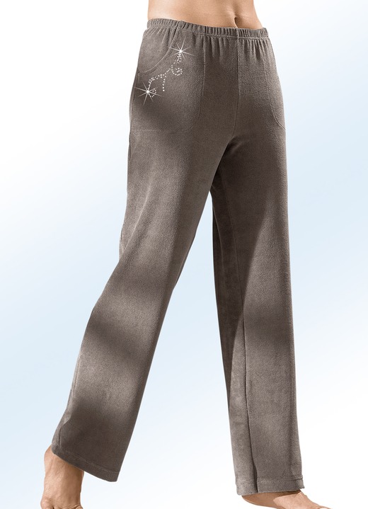 Freizeithosen - Hose mit hübscher Schmucksteinzier Freizeithosen - Hose mit hübscher Schmucksteinzier, in Größe 018 bis 056, in Farbe TAUPE