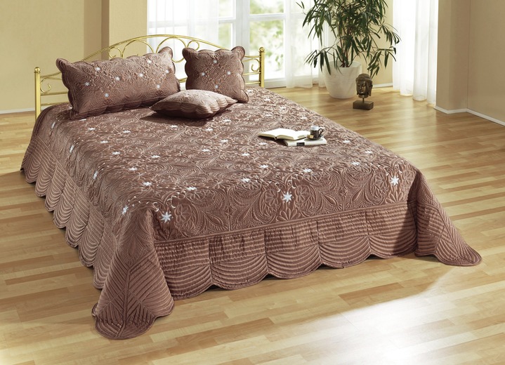 Inspirationen - Satin Kissenbezüge und Tagesdecken mit Stickerei, in Größe 873 (für Einzelbett, 140x210 cm) bis 924 (1 Kissenbezug, 40x 80 cm), in Farbe BRAUN Ansicht 1
