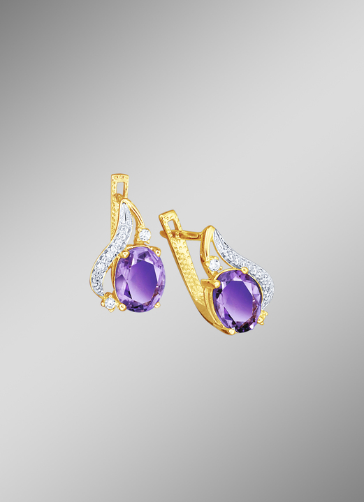 mit Edelsteinen - Ohrringe mit echt Amethyst, in Farbe  Ansicht 1