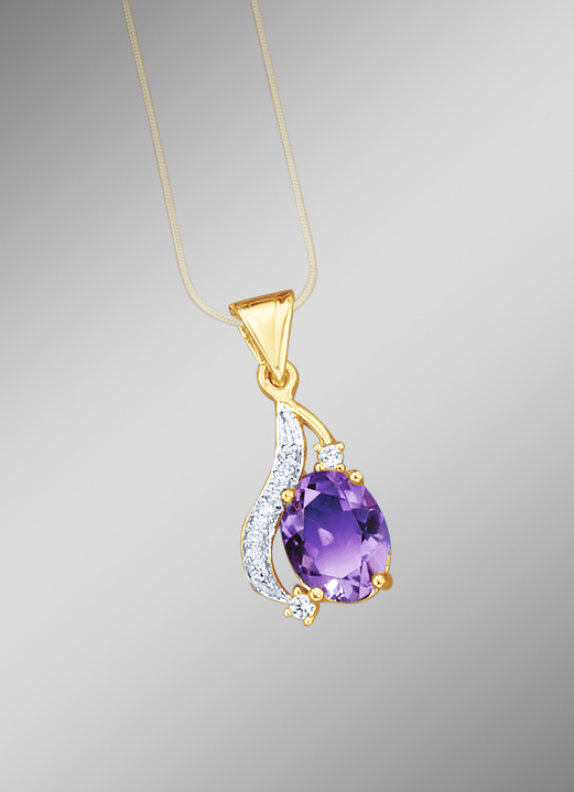 mit Edelsteinen - Anhänger mit echt Amethyst, in Farbe  Ansicht 1