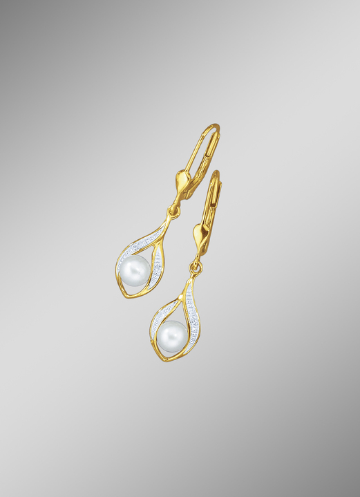 mit Perlen - Ohrringe mit Süßwasser-Zuchtperlen, in Farbe