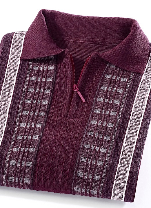 Hemden, Pullover & Shirts - Faszinierender Polopullover mit kurzem Reißverschluss, in Größe 046 bis 062, in Farbe BORDEAUX MELIERT Ansicht 1