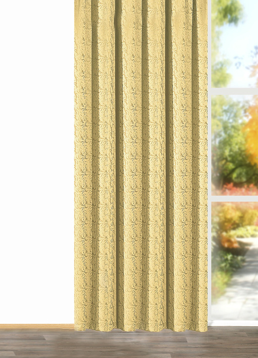 - Leicht glänzende Übergardine, in Größe 358 (H145xB140 cm) bis 456 (H245xB140 cm), in Farbe BEIGE, in Ausführung Mit Universalschienenband Ansicht 1