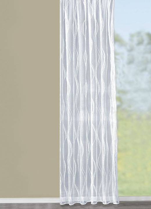 Traum in Weiß - Store Welle mit Bleibandabschluss, in Größe 136 (H100xB300 cm) bis 283 (H245xB300 cm), in Farbe WEIß Ansicht 1