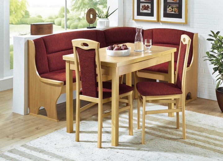 Essgruppen - Elegante Eckbankgruppen mit robuster, pflegeleichter Melamin-Oberfläche, in Farbe BUCHE-BORDEAUX, in Ausführung Stühle, 2er-Set Ansicht 1