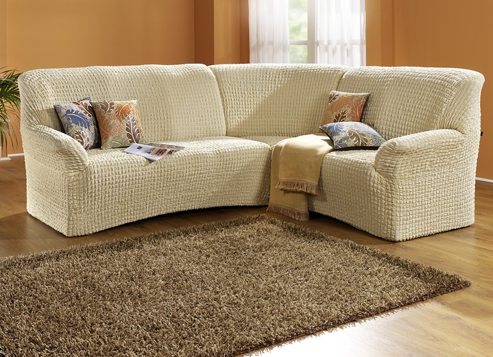 Sessel- & Sofaüberwürfe - Bi-elastische Stretchbezüge, in Größe 101 (Sesselbezug) bis 106 (Stuhlbezug), in Farbe CREME Ansicht 1