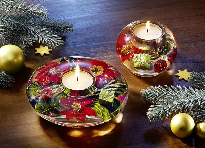 Weihnachtliche Dekorationen - Dreamlight Teelichthalter aus mundgeblasenem Glas, in Farbe ROT, in Ausführung Kugel