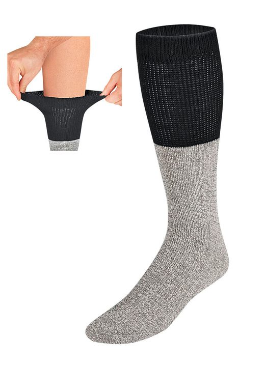 Strümpfe - Dreierpack Thermo-Kniestrümpfe , in Größe 001 (38-42) bis 002 (41-45), in Farbe GRAU/SCHWARZ Ansicht 1