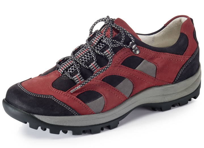 Komfortschuhe - Waldläufer, sportliche Damen-Schnürschuhe, Weite H, mit herausnehmbarem Fußbett, in Größe 4 1/2 bis 9, in Farbe GRANATROT-SCHWARZ-GRAU Ansicht 1