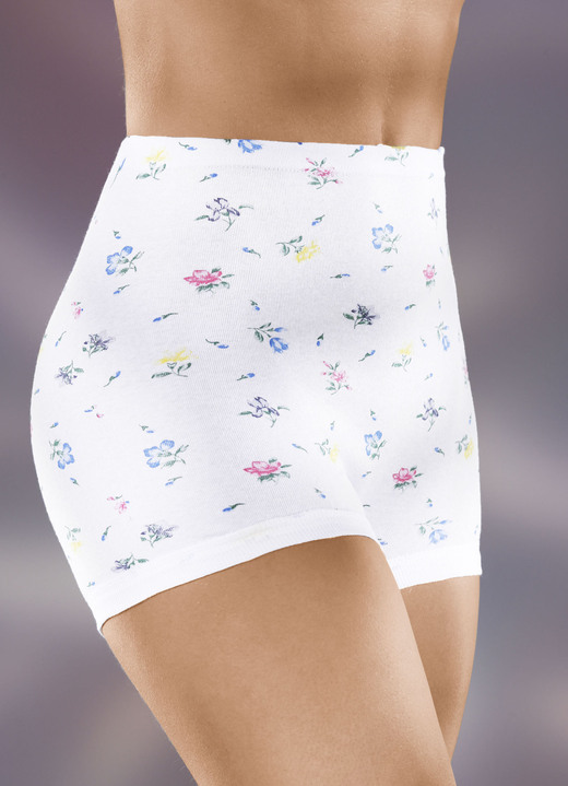 Slips - Fünferpack Schlüpfer mit auswechselbarem Gummizug, in Größe 040 bis 060, in Farbe 3X WEISS-BUNT, 2X WEISS