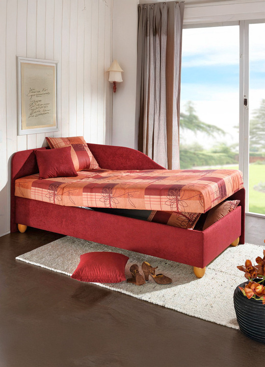 Schlafsofas - Studioliege mit rechts oder links aufstellbarem Seitenteil, in Farbe TERRA-BORDEAUX, in Ausführung Studioliege ohne Kissen Ansicht 1