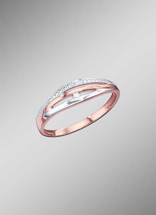 mit Diamanten - Eleganter Damenring in Bicolor mit Brillanten, in Größe 160 bis 220, in Farbe  Ansicht 1