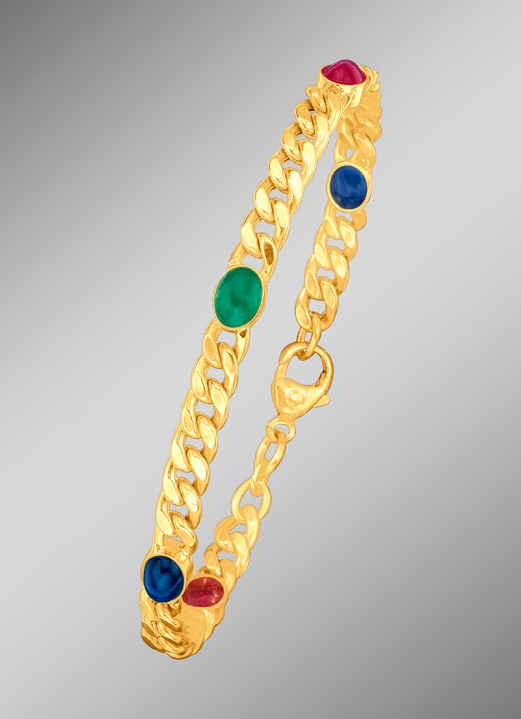 mit Edelsteinen - Armband mit echt Smaragd, echt Safir und echt Rubin, in Farbe