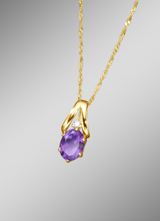 mit Edelsteinen - Anhänger mit Amethyst und Zirkonia, in Farbe  Ansicht 1