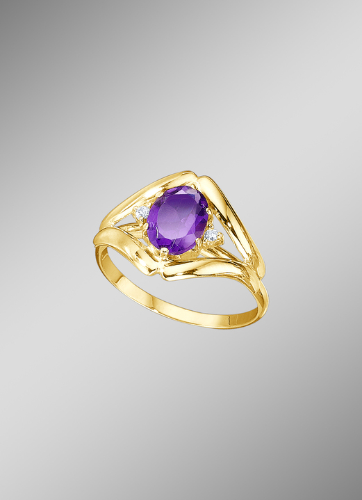 mit Edelsteinen - Damenring mit echt Amethyst, in Größe 160 bis 220, in Farbe  Ansicht 1