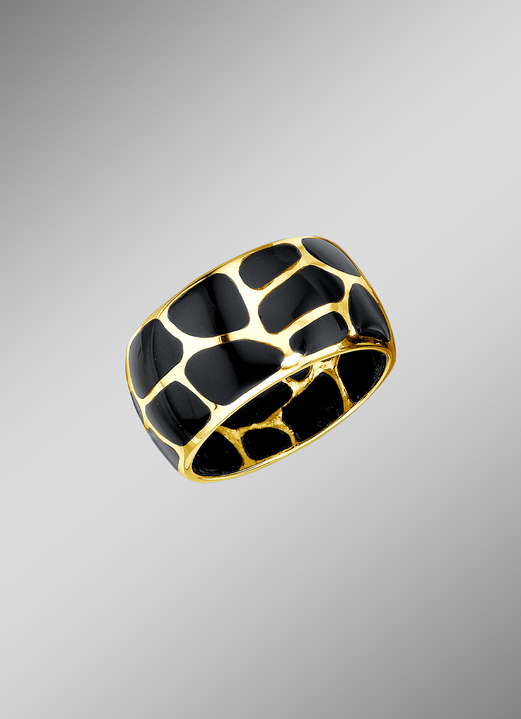 mit Edelsteinen - Damenring im Leoparden-Design mit echt Onyx, in Größe 160 bis 220, in Farbe  Ansicht 1