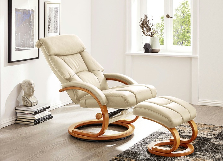 - Relax-Sessel mit Hocker, in Farbe ELFENBEIN