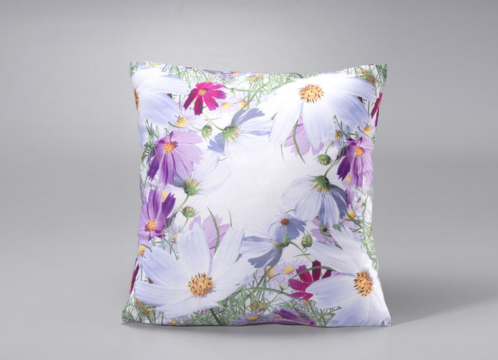 - Frühlingshafte Tisch- und Raumdekoration mit Blüten-Motiv, in Größe 130 (Deckchen, 35/ 50 cm) bis 404 (Kissenhülle, 40/ 40 cm), in Farbe WEISS/BUNT