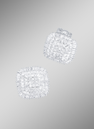 Ohrstecker mit Diamanten und Baguette-Diamanten