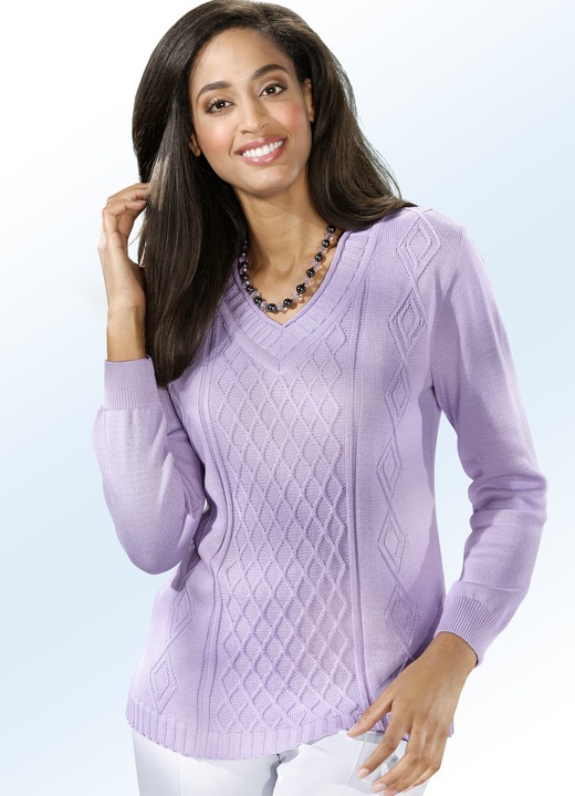 Pullover - Pullover mit Baumwolle, in Größe 038 bis 054, in Farbe FLIEDER Ansicht 1