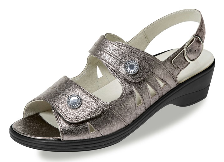 Komfortschuhe - Waldläufer Sandale mit Klettspangen, in Größe 3 1/2 bis 8, in Farbe GOLDBRONZE