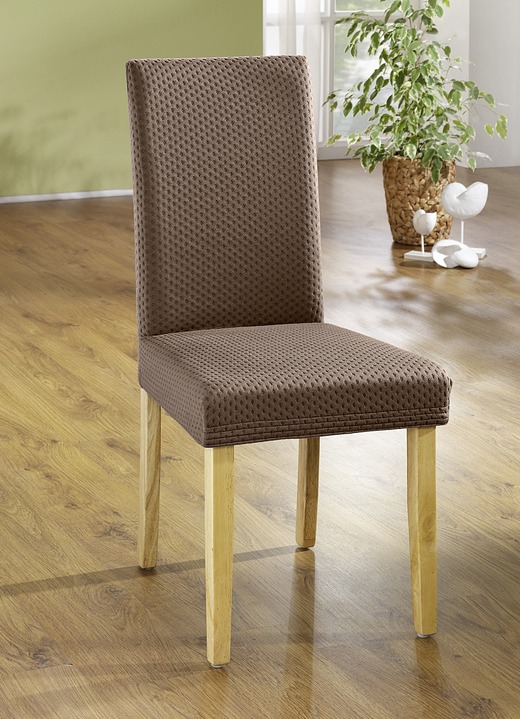 Sessel- & Sofaüberwürfe - Stretch-Stuhlbezug in toller Qualität, in Farbe HELLBRAUN Ansicht 1