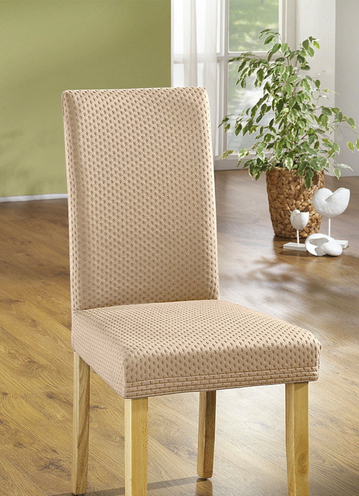 Sessel- & Sofaüberwürfe - Stretch-Stuhlbezug in toller Qualität, in Farbe BEIGE Ansicht 1