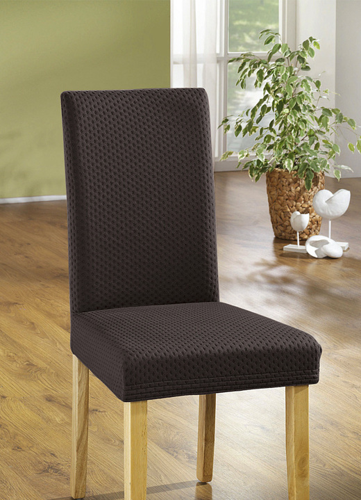 Sessel- & Sofaüberwürfe - Stretch-Stuhlbezug in toller Qualität, in Farbe DUNKELBRAUN Ansicht 1