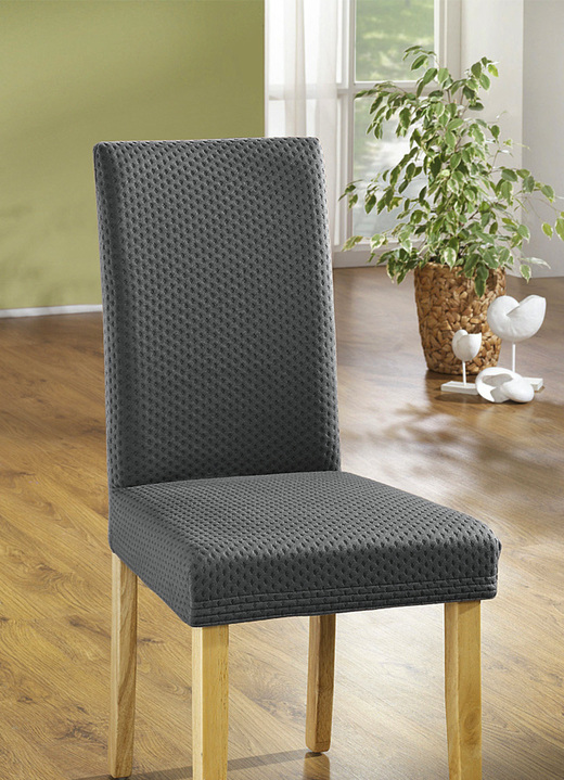 Sessel- & Sofaüberwürfe - Stretch-Stuhlbezug in toller Qualität, in Farbe GRAU Ansicht 1