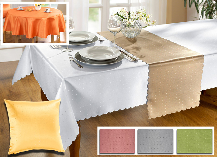 Tischdecken - Zeitlose Tisch- und Raumdekoration in Jacquard-Qualität, in Größe 150 (Läufer, 40x150 cm) bis 404 (Kissenhülle, 40x 40 cm), in Farbe HELLGRAU